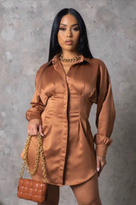 Brown Satin Dress