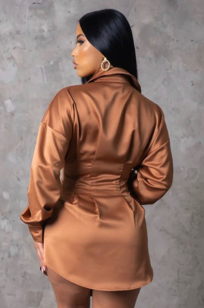 Brown Satin Dress